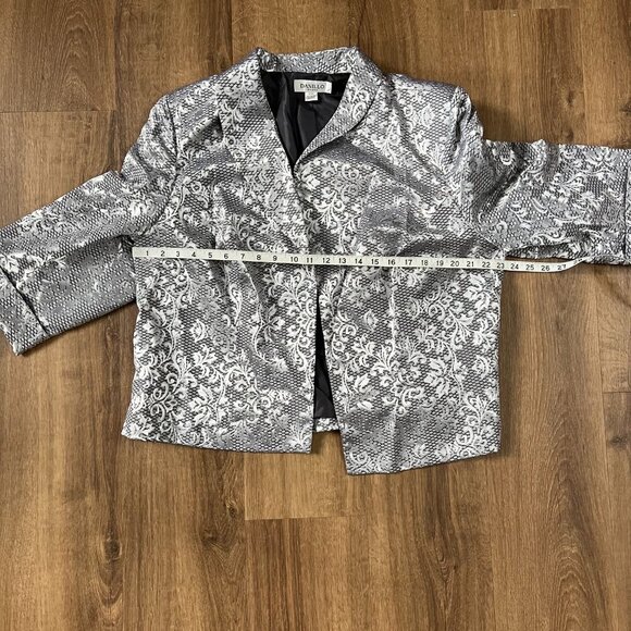 NEW Danillo 2-Piece Dress Suit Jacket Silver Brocade Size 20W - Picture 7 of 16